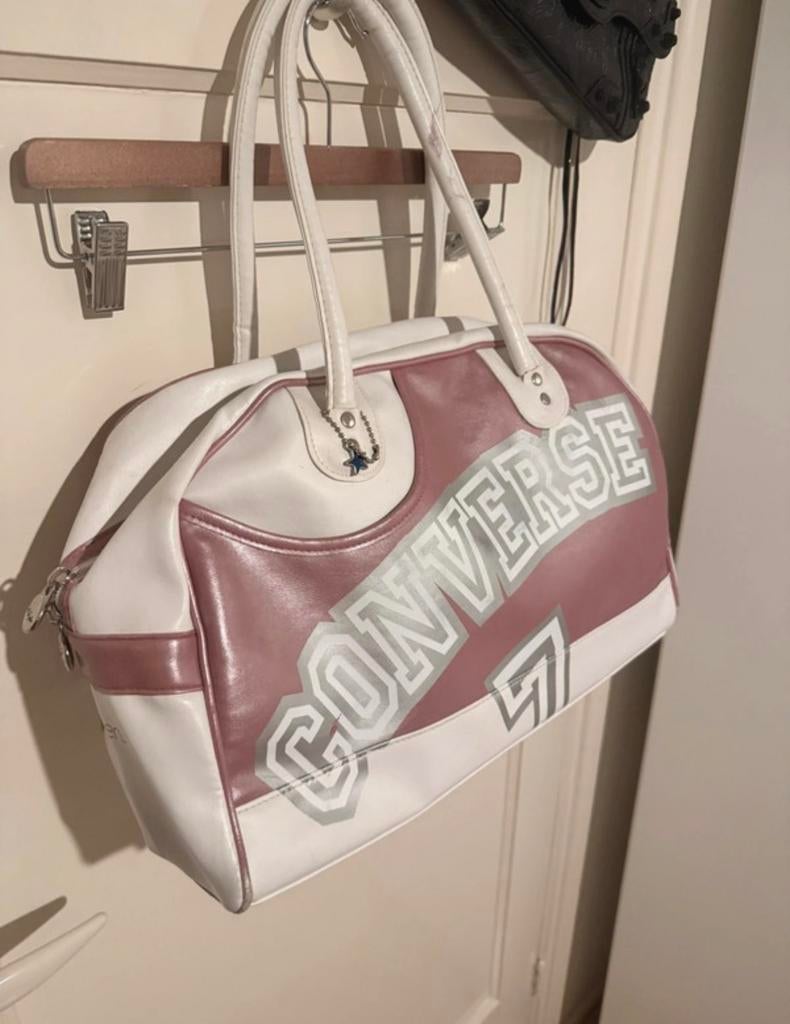 Converse tas wit met roze, Ophalen of Verzenden, Gebruikt, Wit, Handtas