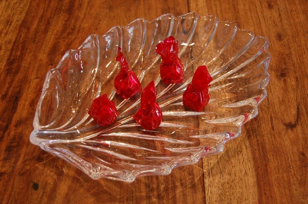 schaal bonbonnière glas schaal blad motief nieuw in doos, Ophalen of Verzenden, Nieuw, Ovaal, Glas