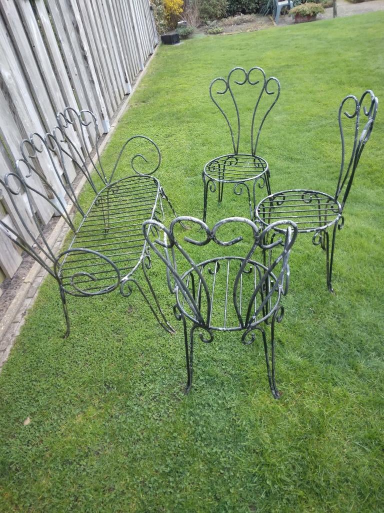 Landelijke metalen tuinset - Oude Engelse stijl, Gebruikt, Bank, Ophalen of Verzenden, Tuinset