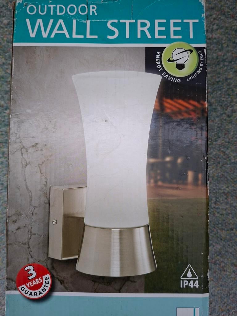 Buitenverlichting RVS wandlamp nieuw in verpakking., Wandlamp, Nieuw, Ophalen of Verzenden, Netvoeding