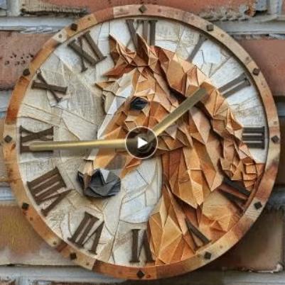 Vintage ronde wandklok van metaal - Paard design (20cm), Huis en Inrichting, Woonaccessoires | Klokken, Nieuw, Wandklok, Ophalen of Verzenden