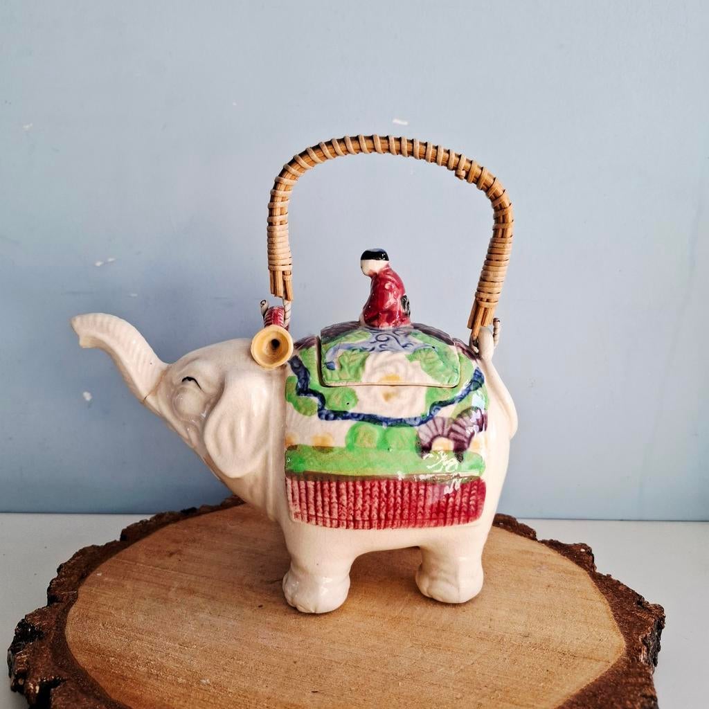 Brocante Japanse Banko keramische olifant theepot, Antiek en Kunst, Ophalen