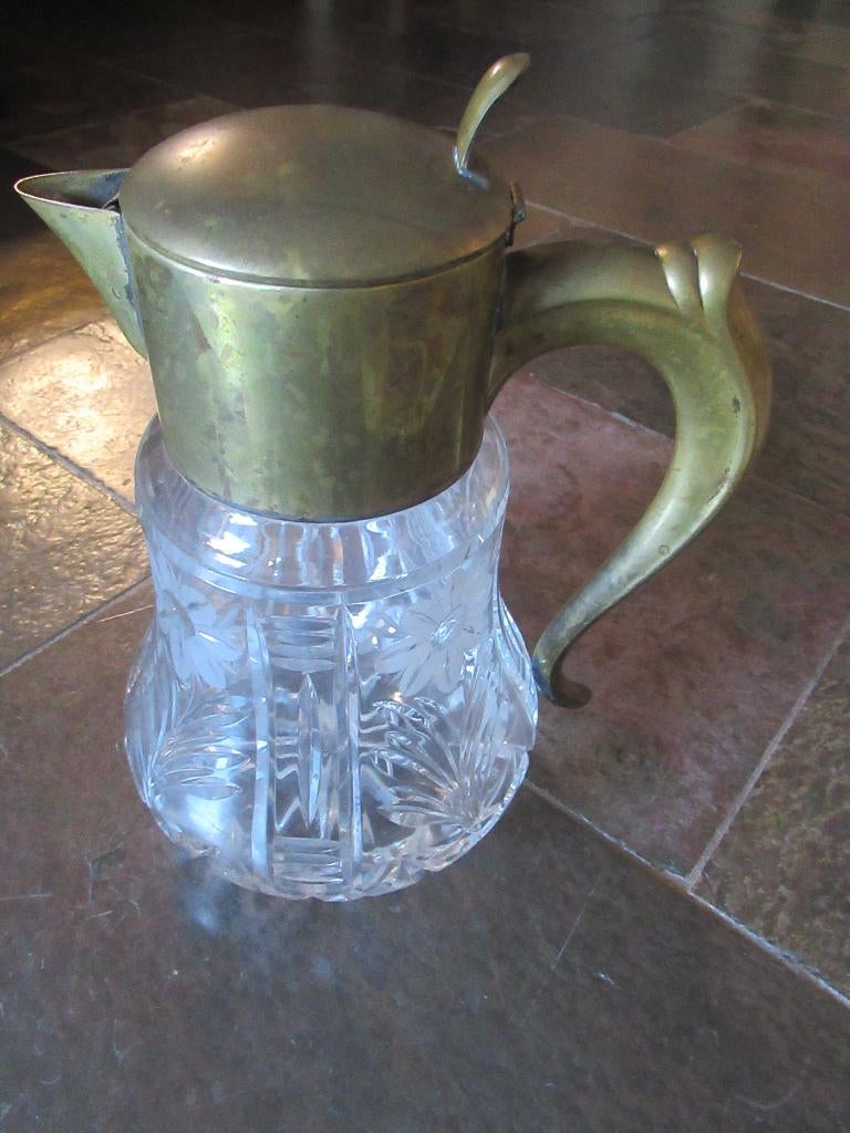 ANTIEKE Sap of Waterkan met koperen deksel hoog 28 cm € 95, Ophalen of Verzenden