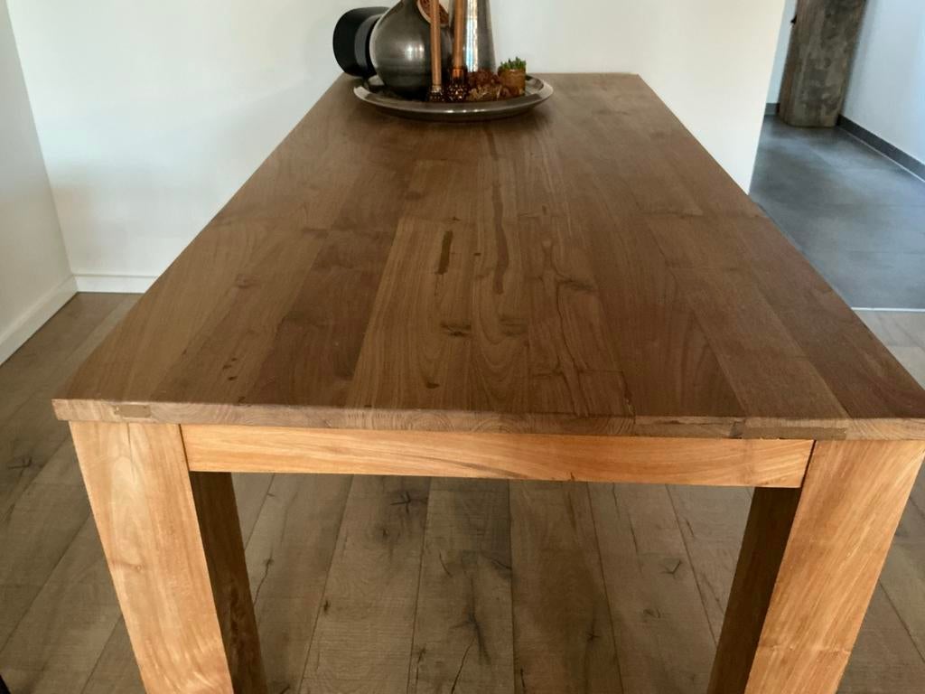 Massief teak eetkamertafel, Huis en Inrichting, Ophalen, Gebruikt, Teakhout, 50 tot 100 cm