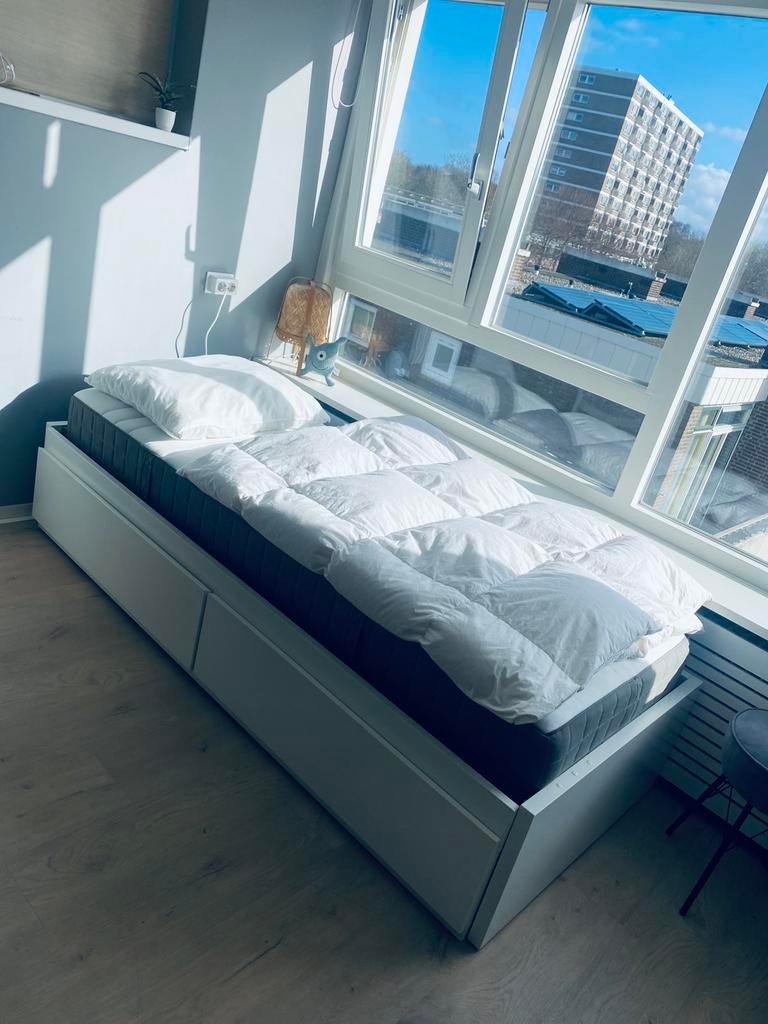 *** IKEA Flekke uitschuifbed 1 + 2 persoons goede staat ***, Huis en Inrichting, Slaapkamer | Bedden, Ophalen, Wit, Tweepersoons
