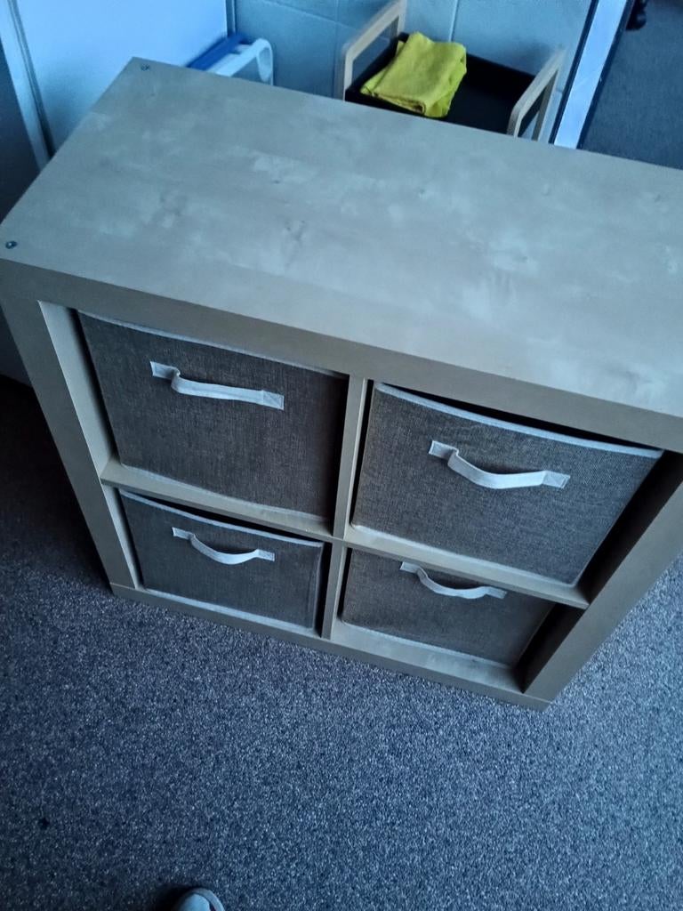 Houten vakkenkast met 4 opbergmanden, Ophalen of Verzenden, Gebruikt