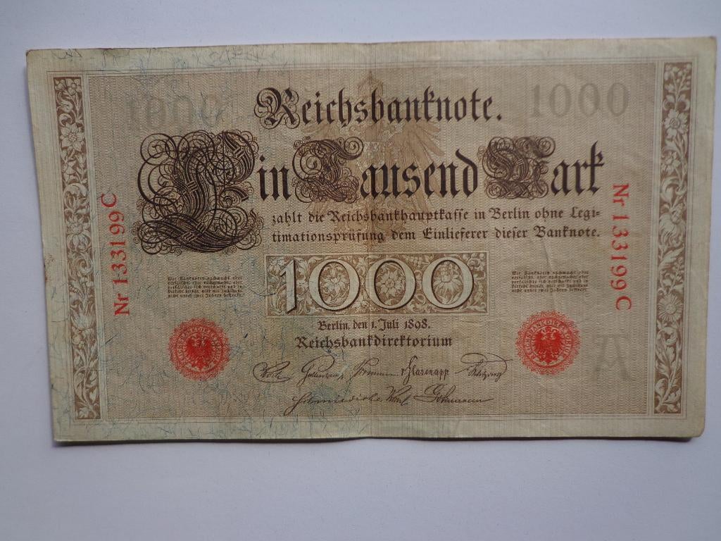 1000 Mark 1898, Ophalen of Verzenden, Duitsland, Los biljet