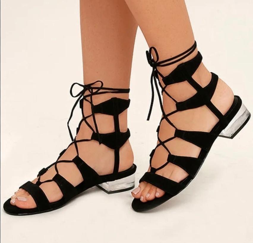 Steve Madden chely veter sandalen mt 41, Zwart, Steve Madden, Zo goed als nieuw, Sandalen of Muiltjes