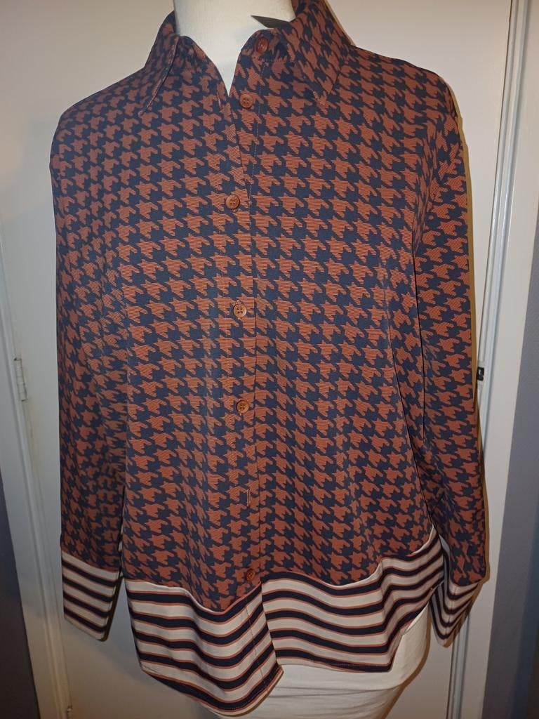 Mi piace travel blouse Houndstooth Rust/Latte M, Maat 38/40 (M), Nieuw, Oranje, Ophalen of Verzenden