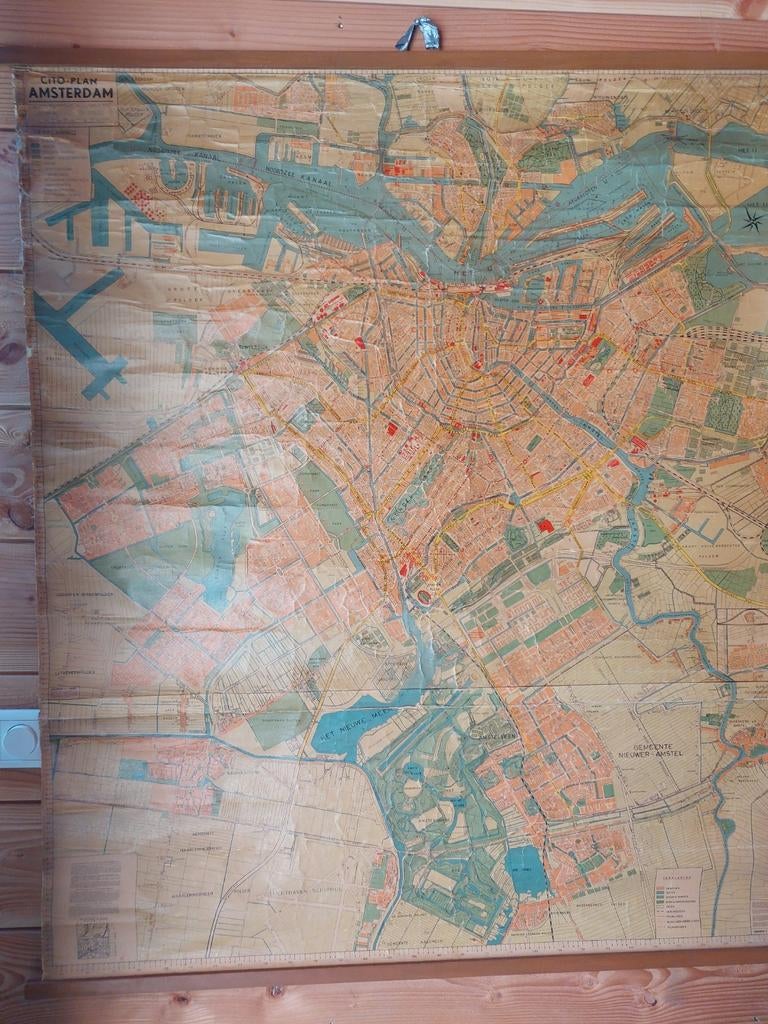 Vintage Amsterdam kaart jaren 40, Ophalen of Verzenden, Aardrijkskunde