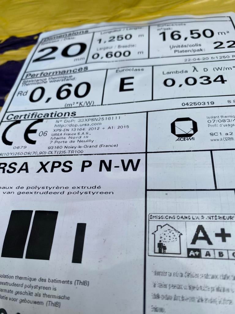 Ursa XPS isolatieplaten 20 mm, Overige materialen, 10 tot 15 m², Nieuw, Vloerisolatie