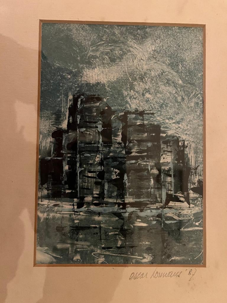 gesigneerde ets Oscar Lormans, Antiek en Kunst, Kunst | Etsen en Gravures, Architectuur, Met tekst, 1950 - 1999, Verzenden