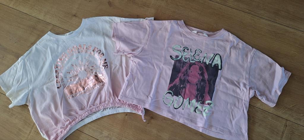 2 korte T-shirts maat 146/152, Selena Gomez & zon, Ophalen of Verzenden, H&M, Meisje