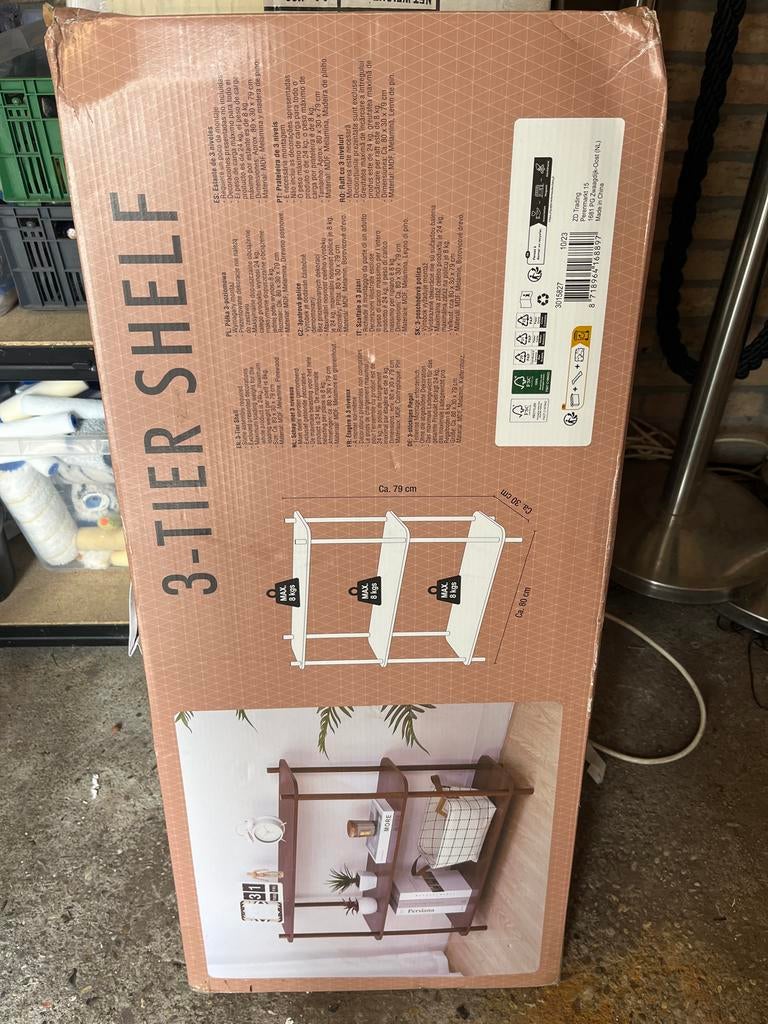 3-laags wandrek, nieuw in doos, Met plank(en), Nieuw, 25 tot 50 cm, Overige houtsoorten