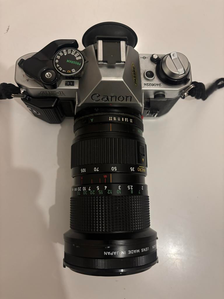 Canon AE-1 met Canon Macro lens 35-105 mm, Audio, Tv en Foto, Fotocamera's Analoog, Ophalen, Gebruikt, Spiegelreflex, Canon