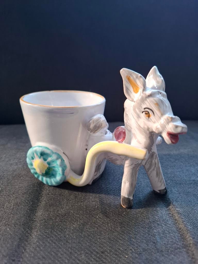 Vintage ezel bloempotje, Verzamelen, Beelden en Beeldjes, Ophalen of Verzenden