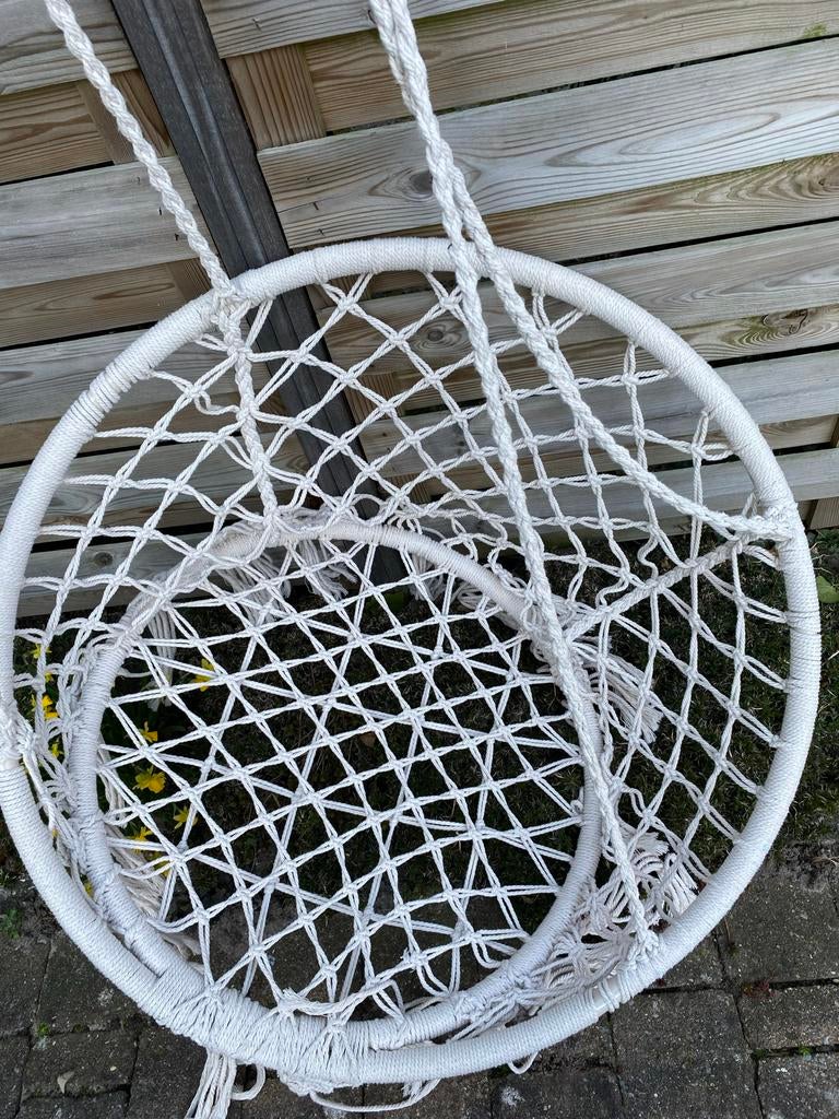 Witte Macramé Schommelstoel - Hangstoel, Wit, Ophalen of Verzenden, Zo goed als nieuw, Eén