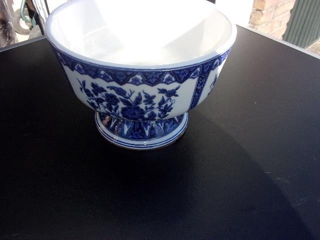 bloempot op voet delfts blauw, Ophalen of Verzenden