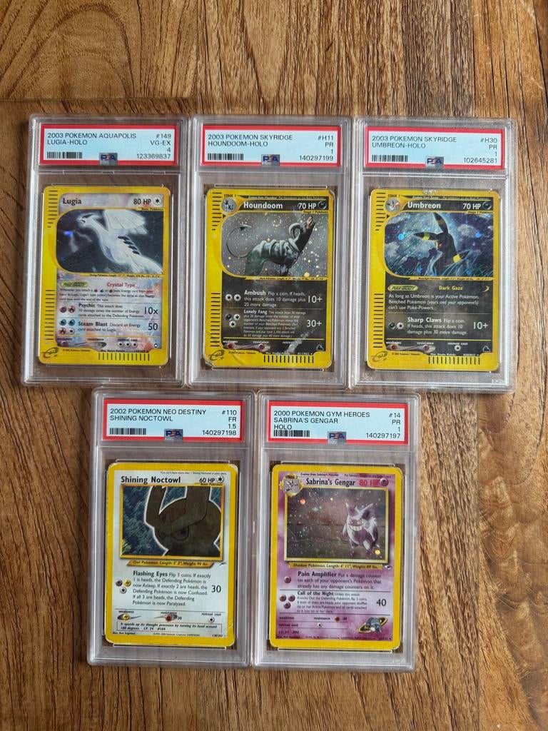 Pokémon PSA Graded Kaarten - Lugia, Houndoom, Umbreon, Nocto, Ophalen of Verzenden, Gebruikt, Meerdere kaarten, Foil