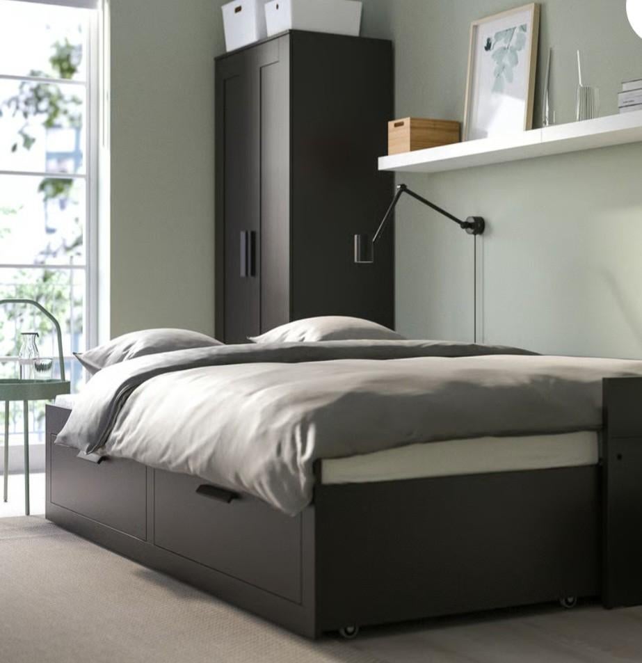 Brimnes Ikea uitschuifbed  2 x 80 200 zwart, Zwart, Tweepersoons, Ophalen of Verzenden, 80 cm