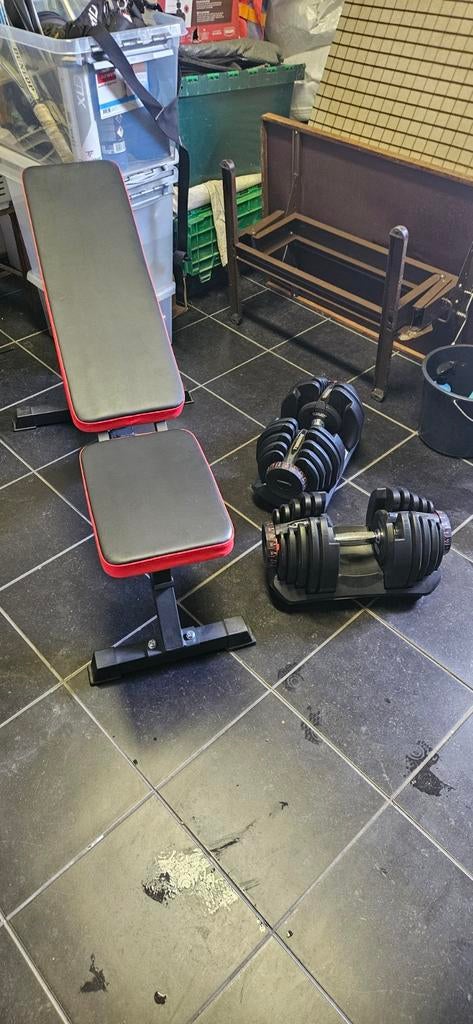 Verstelbare dumbbells 40 kg met fitness bankje, Ophalen of Verzenden