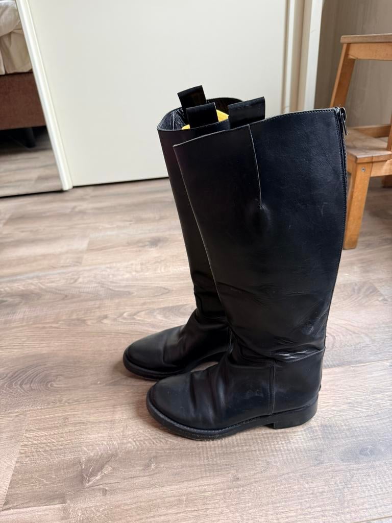 Vero Cuoio Italiaanse laarzen maat 39, Hoge laarzen, Zwart, Ophalen of Verzenden, Gedragen