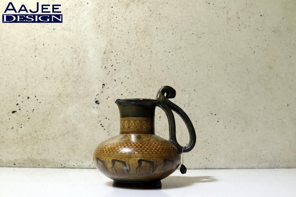 Geometrische kruik – Nina Ceramic – Hertjes – Replica 700 BC, Antiek en Kunst, Antiek | Keramiek en Aardewerk, Ophalen of Verzenden