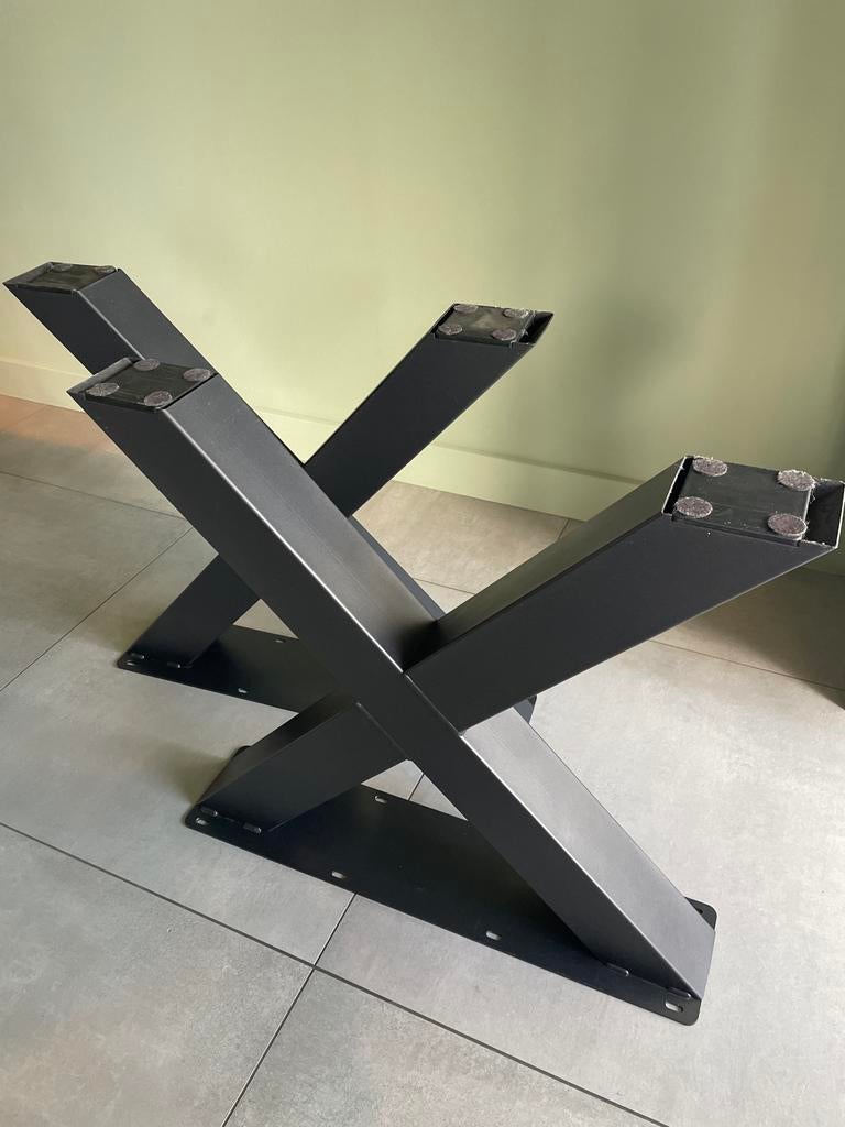 Tafelpoot X-vorm zwart metaal, Huis en Inrichting, Ophalen, Tafelpoot, Gebruikt, Minder dan 50 cm