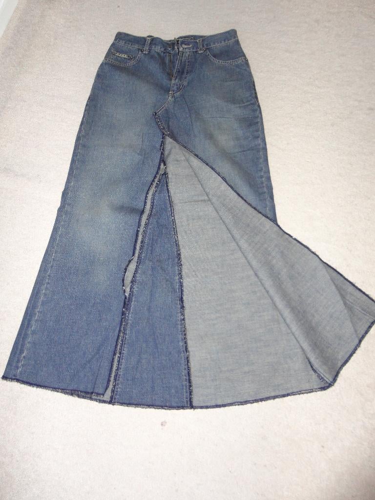 Lange jeans rok met split, Blauw, Nieuw, Ophalen of Verzenden, Maat 34 (XS) of kleiner