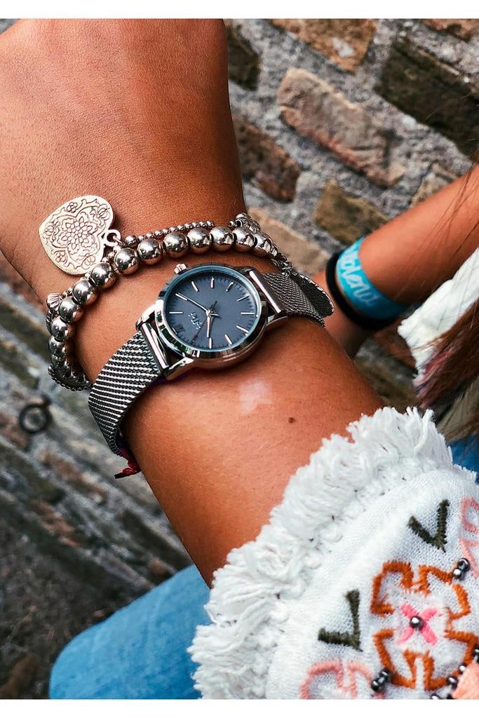 IKKI Zia Horloge - Zilverkleurig met Zwart 🕙, Overige merken, Staal, Staal, Polshorloge