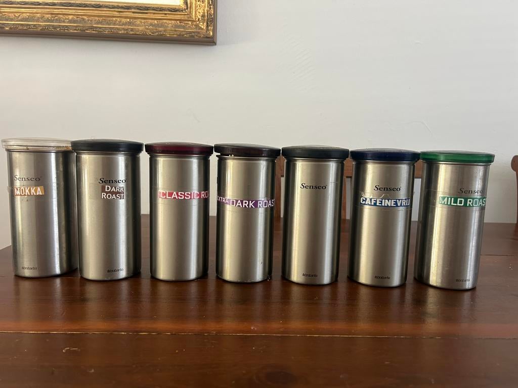 7 Brabantia pad bussen, Ophalen, Gebruikt, Zilver, Voorraadpot