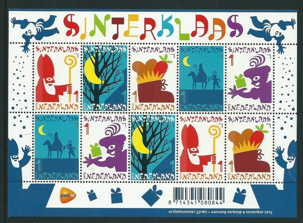 Vel sinterklaas, no v3108, postfris, Postzegels en Munten, Ophalen of Verzenden, Postfris