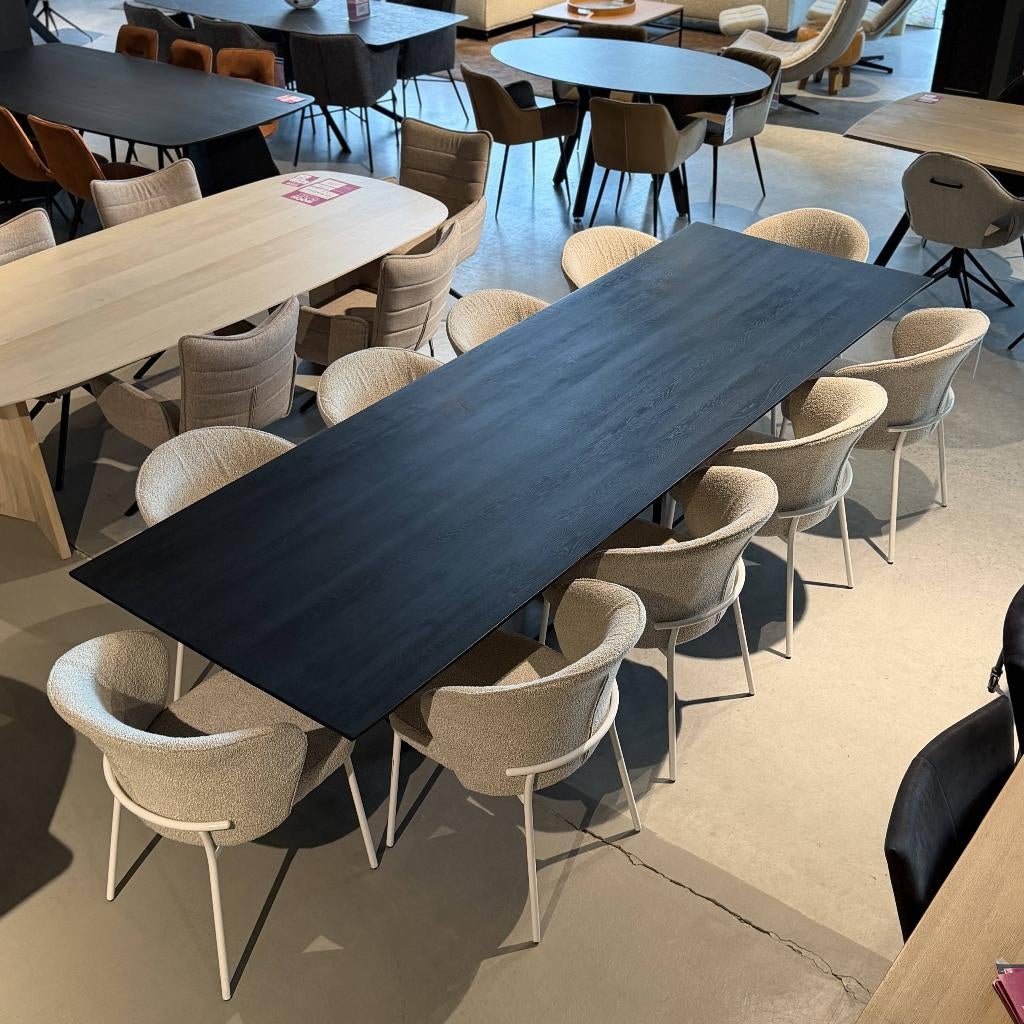 tafel eiken zwart**stamtafel 300x100cm***, Ophalen, Eikenhout, 50 tot 100 cm, Vijf personen of meer