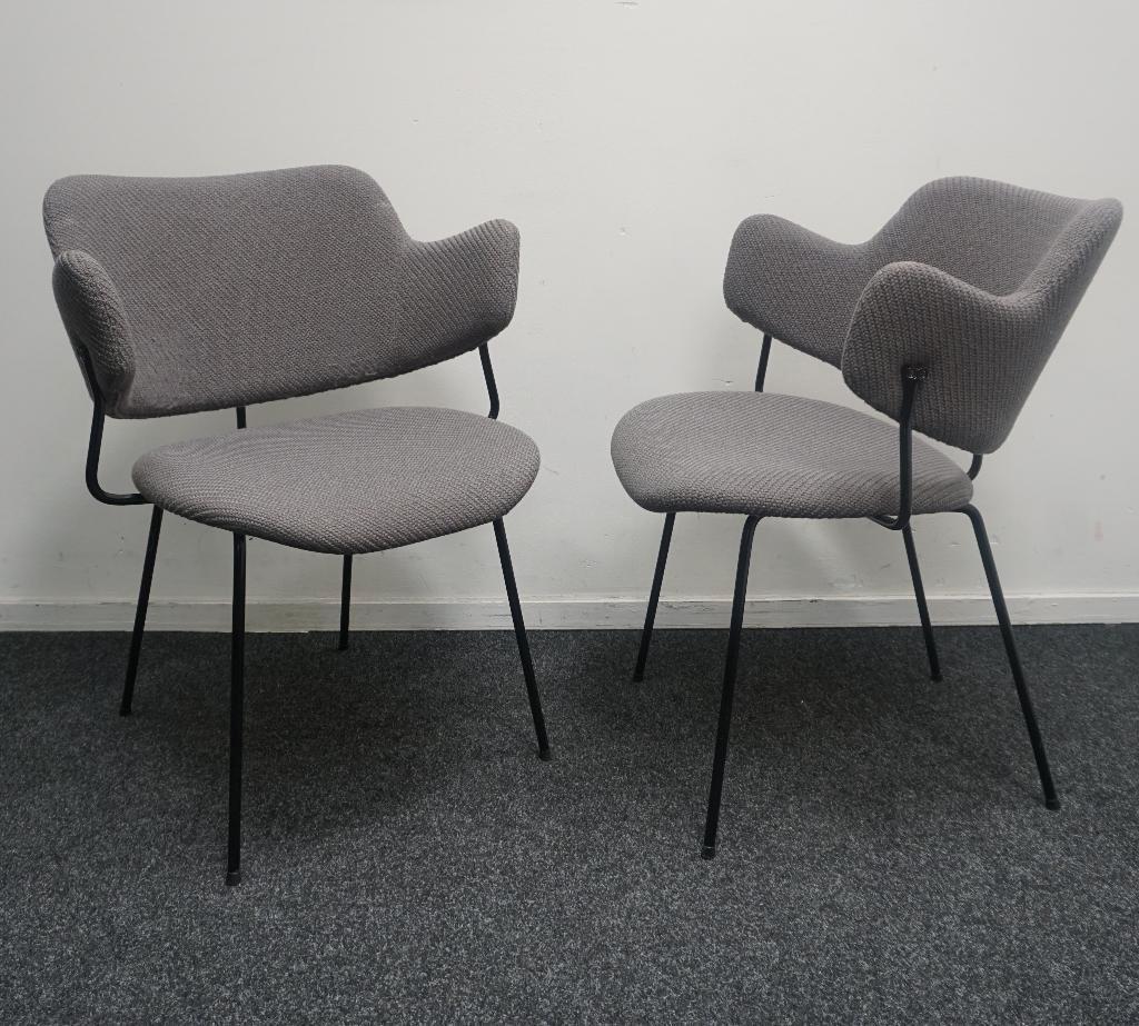 Lensvelt Gispen 205 Stoelen | Design Stoelen | Grijze Stof, Gebruikt, -, Ophalen of Verzenden, Stof