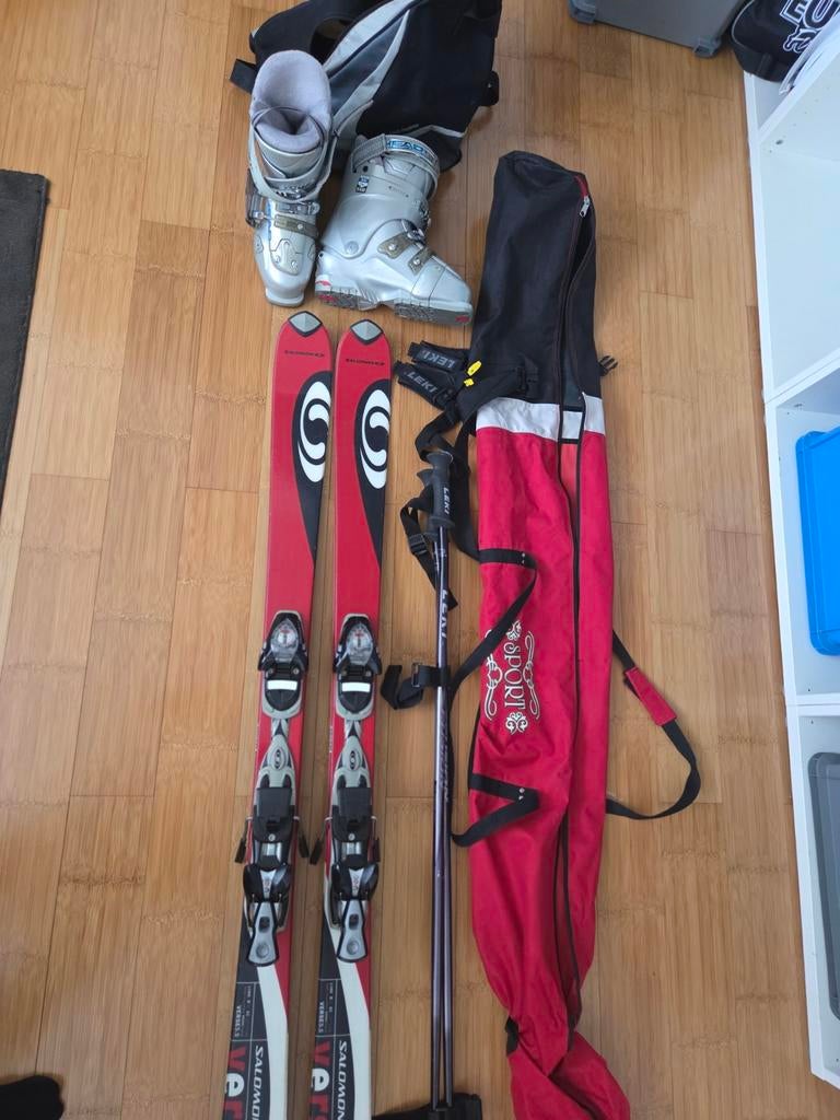 Complete ski set: Salomon Verse 5.5 L140, schoenen (37-38),, Gebruikt, 100 tot 140 cm, Skiën, Ski's