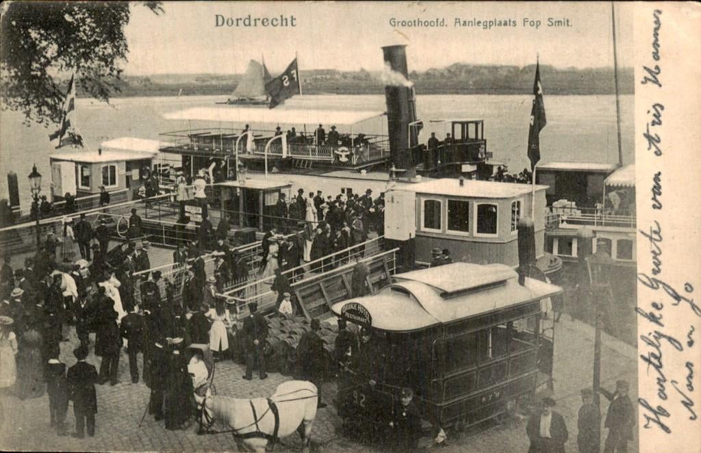 Dordrecht - Groothoofd - Aanlegplaats Fop Smit, Verzamelen, Ophalen of Verzenden, Voor 1920, Gelopen, Zuid-Holland