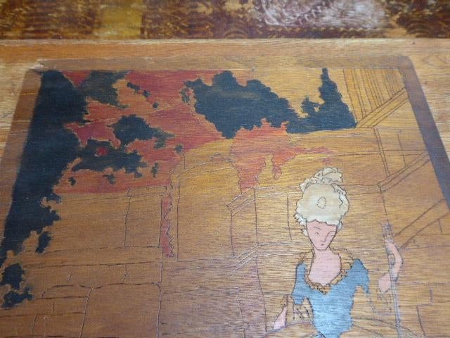 Art nouveau houten paneel met afbeelding pyrografie, Ophalen of Verzenden