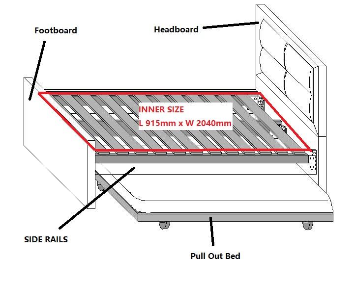 Rodan 1-persoonsbed met uitschuifbed - Wit, Niet ingevuld, Niet ingevuld, Niet ingevuld