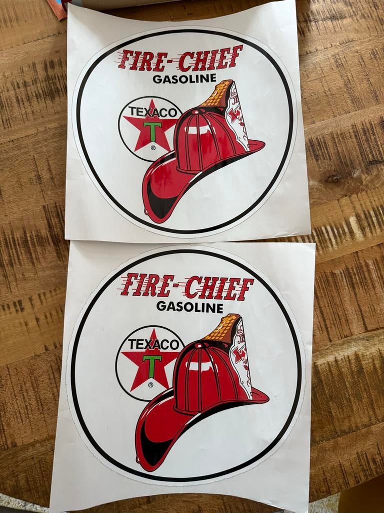 Benzinepomp decals stickers BP SUPER / Caltex / Fire Chief, Ophalen of Verzenden
