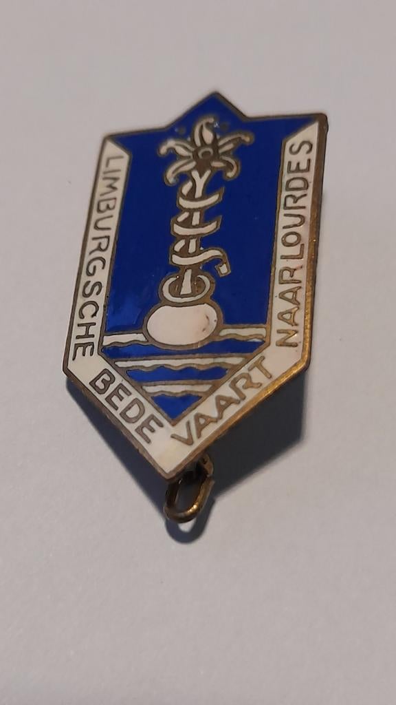 Vintage Limburgsche Bedevaart Lourdes Speldje, Verzenden, Gebruikt, Overige onderwerpen, Speldje of Pin