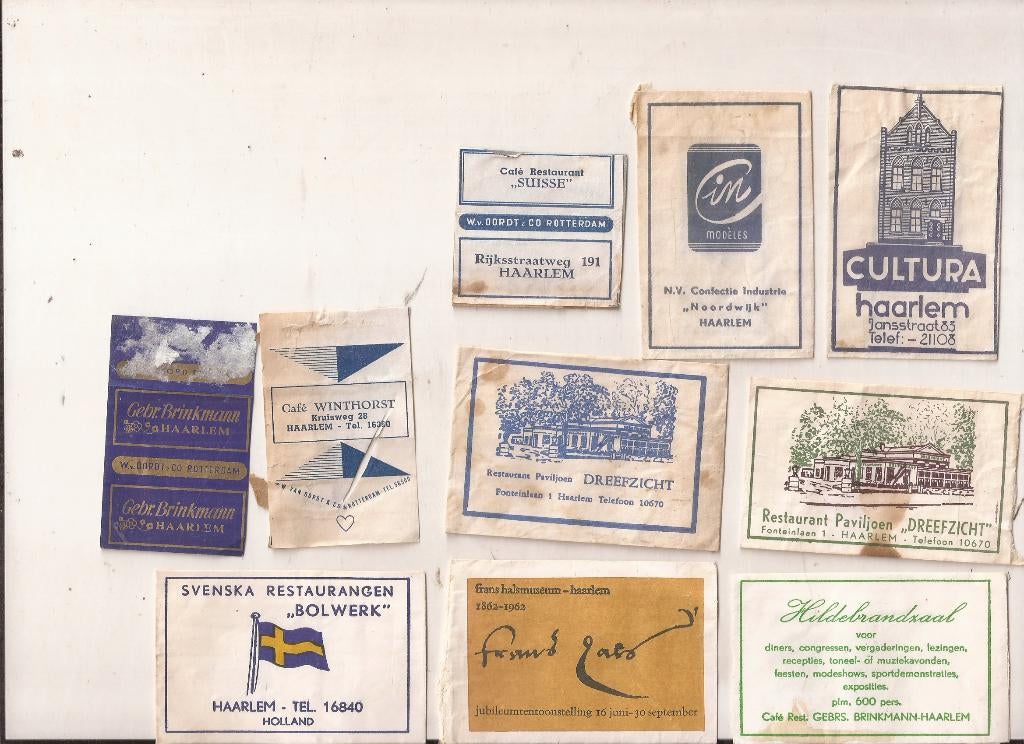 Haarlem 10 x suikerzakjes 50/60er jaren, Ophalen of Verzenden, Nederland