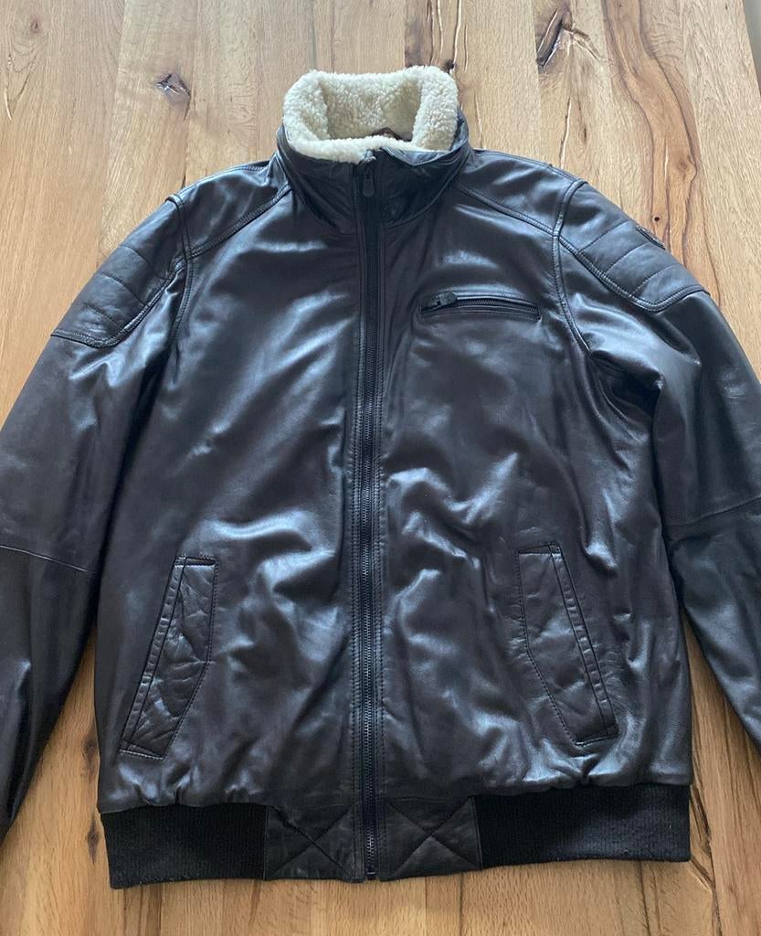 Vanguard leren heren pilotenjas donkerbruin maat xxxl 3xl, Verzenden, Zo goed als nieuw, Overige maten, Bruin