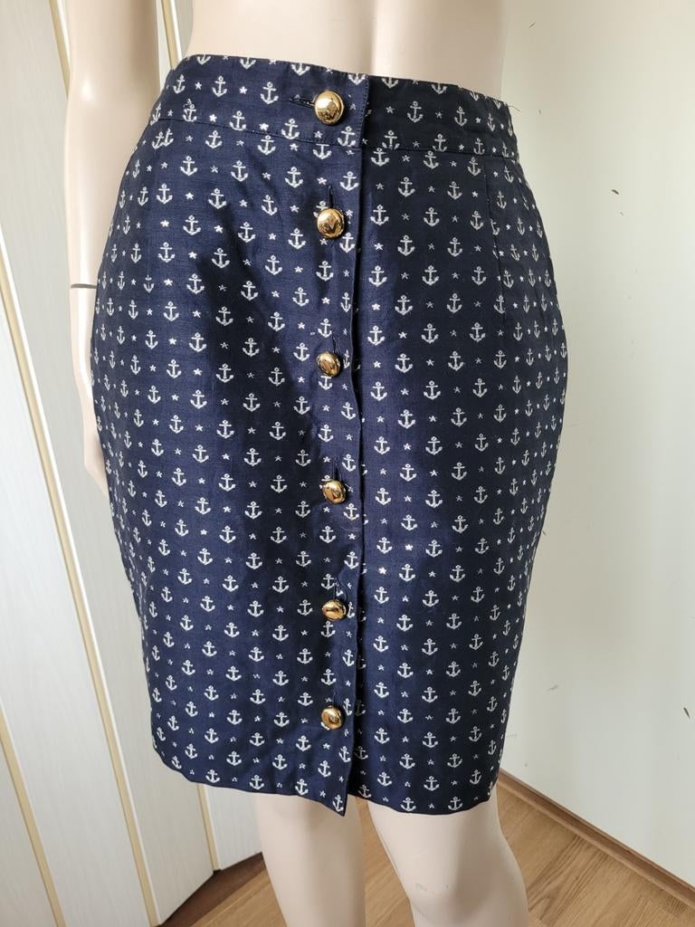 Vintage Alessandro rok marine anker print S/36, Blauw, Alessandro, Ophalen of Verzenden, Zo goed als nieuw
