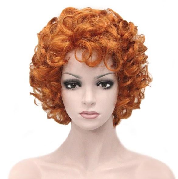 Pruik kort krullend haar helder rood model Annie, Ophalen, Nieuw, Pruik of Haarverlenging
