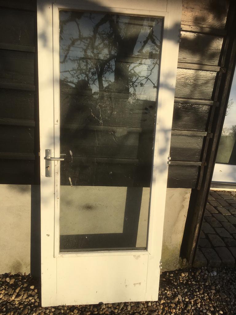 Schuurdeur achterdeur dubbelglas met sleutel, Gebruikt, 80 tot 100 cm, Ophalen of Verzenden, Buitendeur