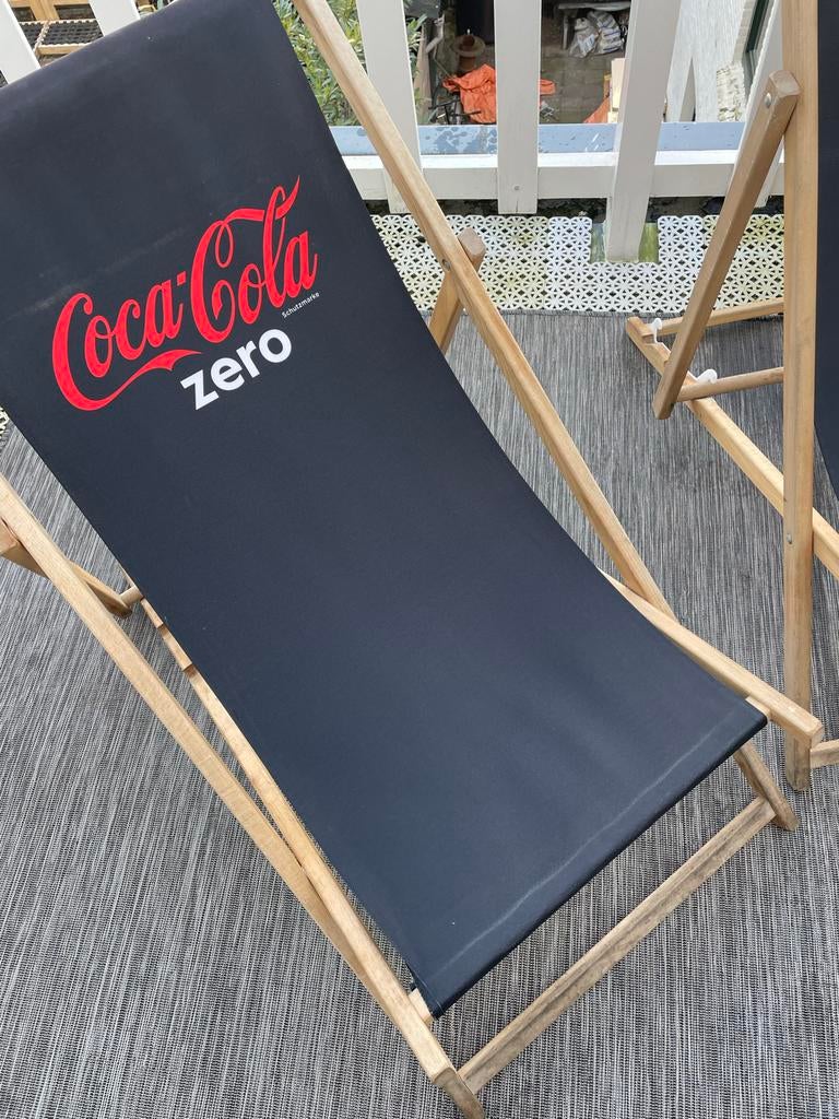 2 x Coca-Cola Zero strandstoel, Ophalen, Gebruikt, Hout, Inklapbaar