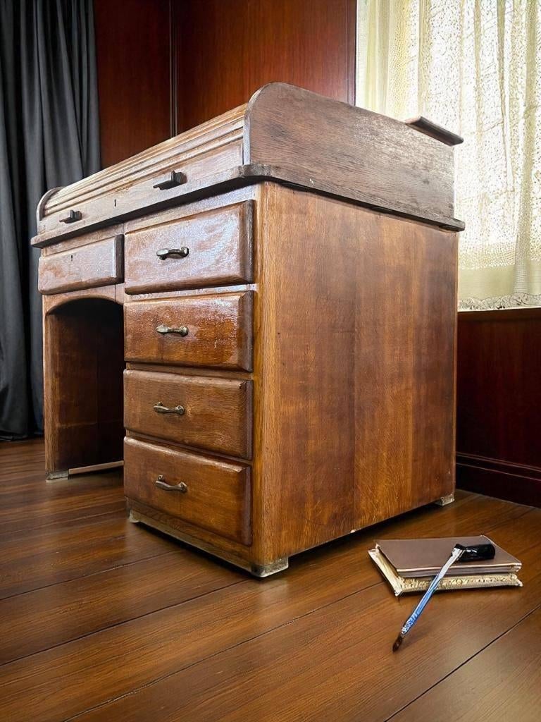 Vintage Amerikaanse bureau met rolluik, Ophalen, Huis en Inrichting