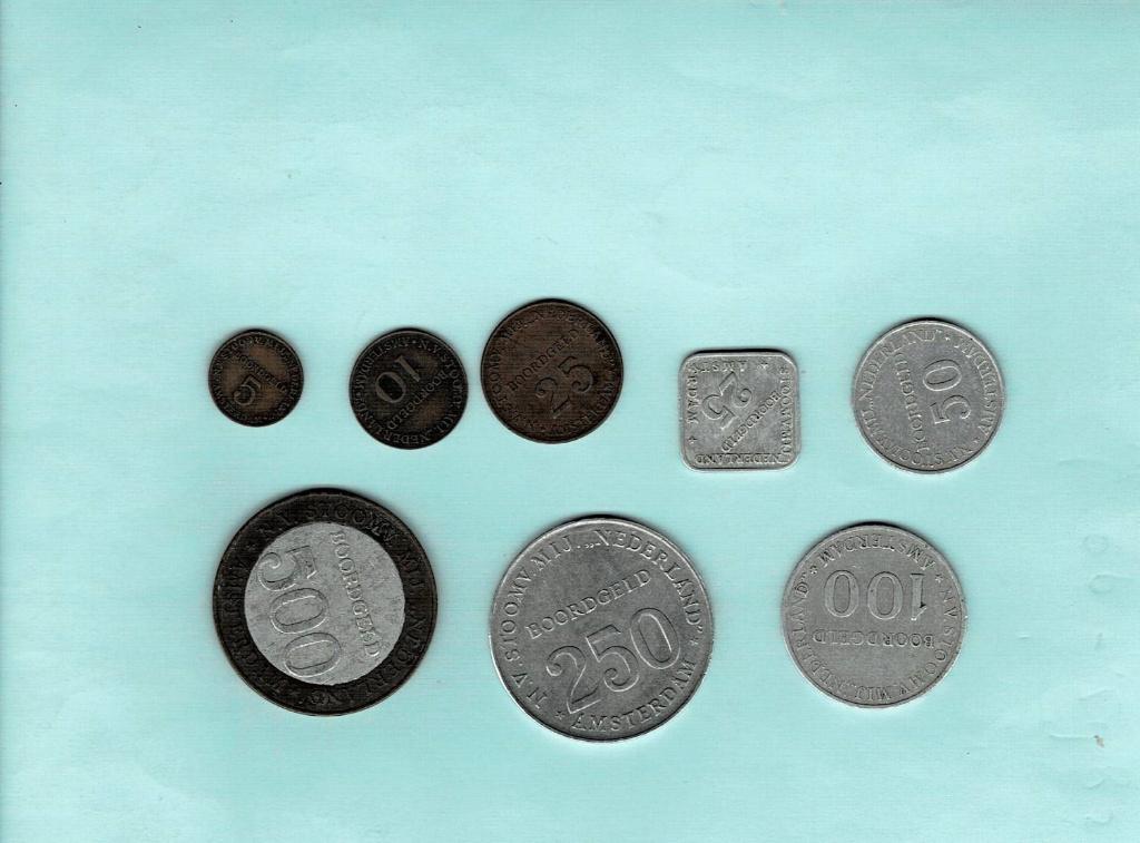 Serie boordgeld Nederlandse Stoomvaart Maatschappij 1948, Postzegels en Munten, Verzenden, Koningin Juliana