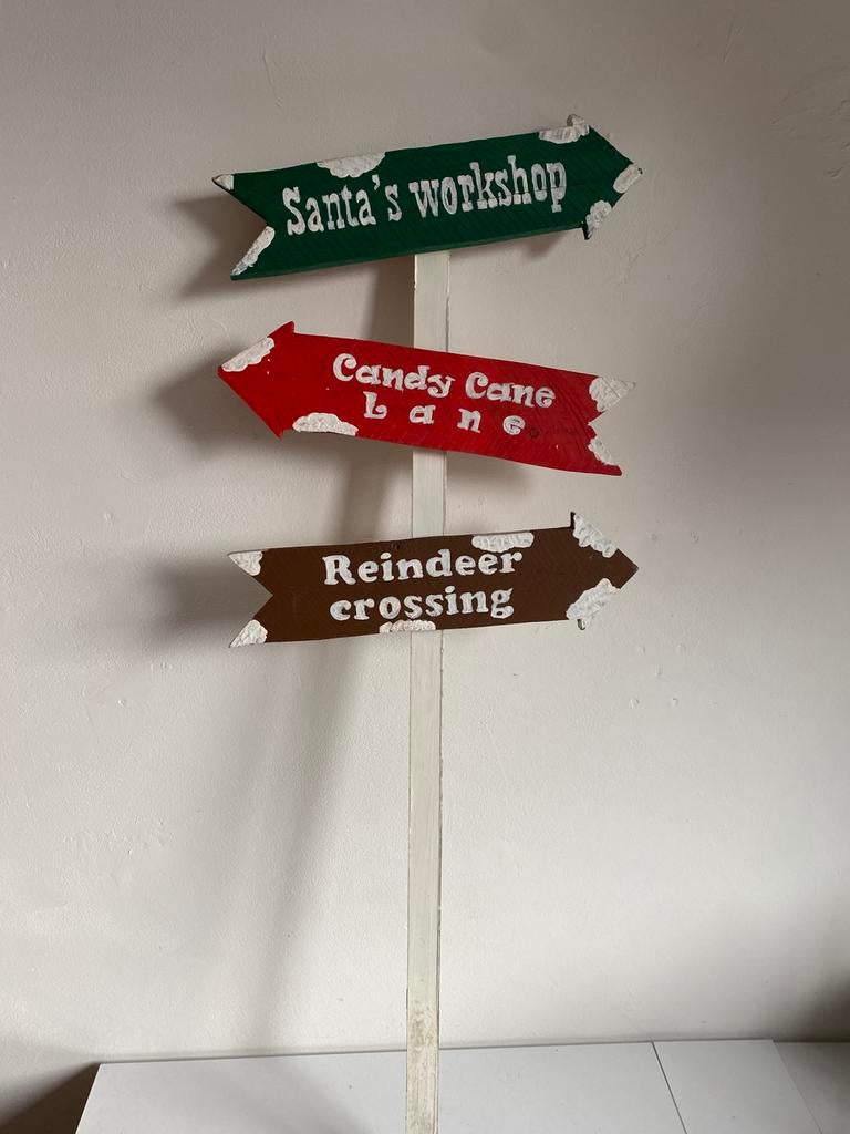 Bewegwijzering Noordpool kerstman kerst 97 cm, Ophalen, Zo goed als nieuw