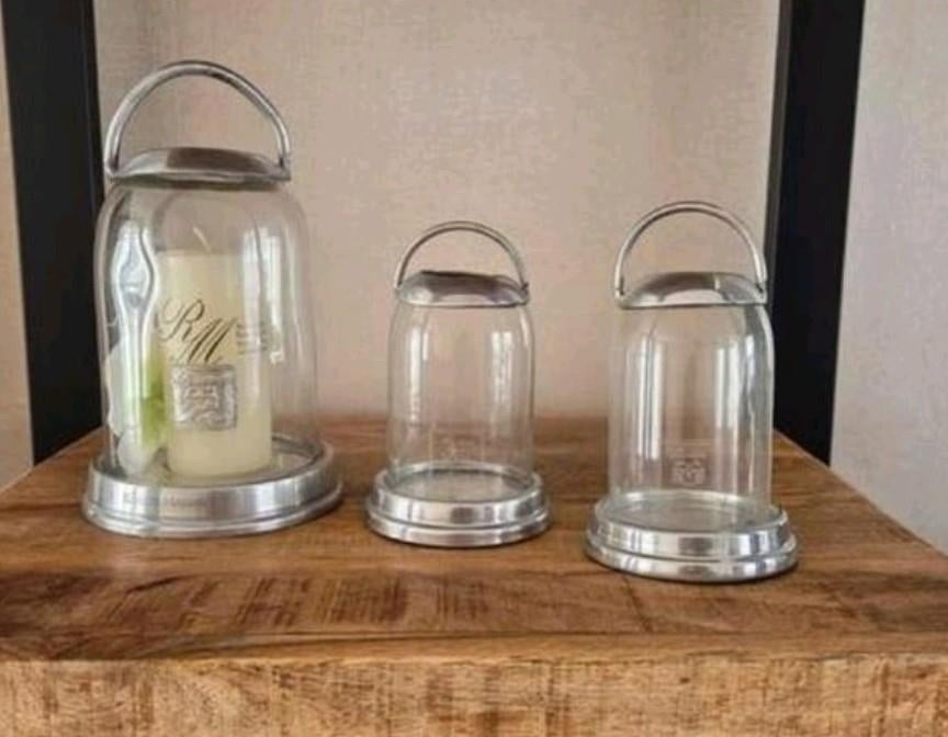 Set van 3 Riviera Maison Stolpen met Kaars, Huis en Inrichting, Woonaccessoires | Stolpen, Zo goed als nieuw, Ophalen